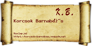 Korcsok Barnabás névjegykártya