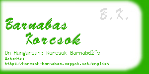 barnabas korcsok business card